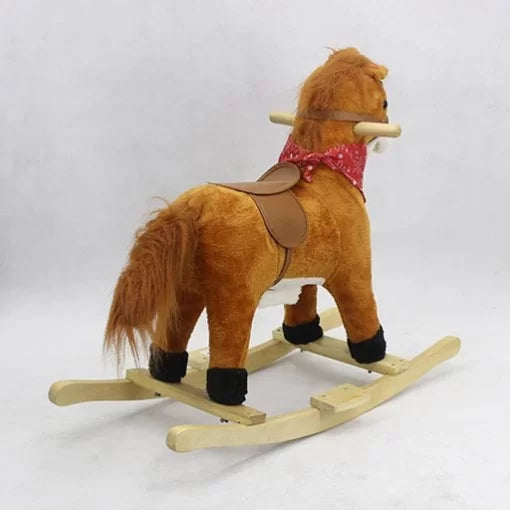 Kids Classic Plush Rocking Horse With Smooth Motion