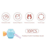 10Pcs Premium Baby Animal Rattles & Teether Set - Blue