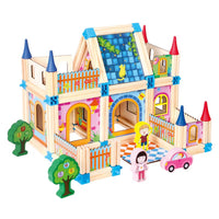 128Pcs Wooden Architecture Castle Building Blocks