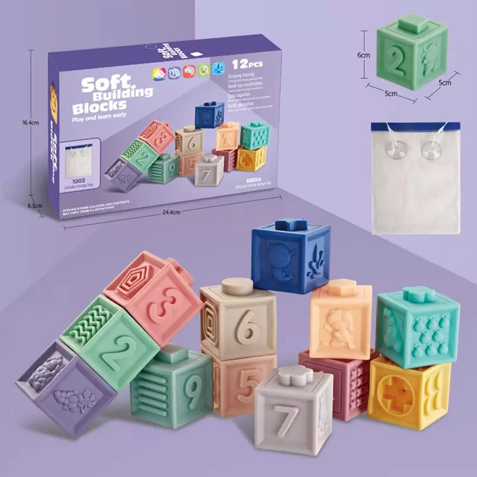 12Pcs Soft Baby Building Blocks