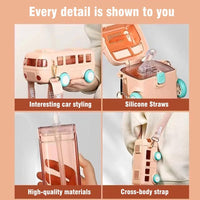 500ml Premium Cute Bus Design Kids Water Bottle - Pink