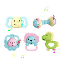 5Pcs Premium Baby Animal Rattles & Teether Set - Assortment