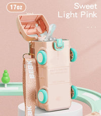 500ml Premium Cute Bus Design Kids Water Bottle - Pink