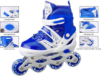 8* Inches Kids Four Wheel Roller Skating Shoes - Blue
