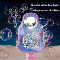 12 Holes Rechargeable Space Bubble Gun - Pink