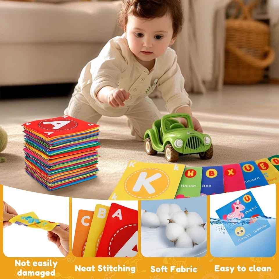 26Pcs Toddlers Soft Alphabet Cards With Storage Bag