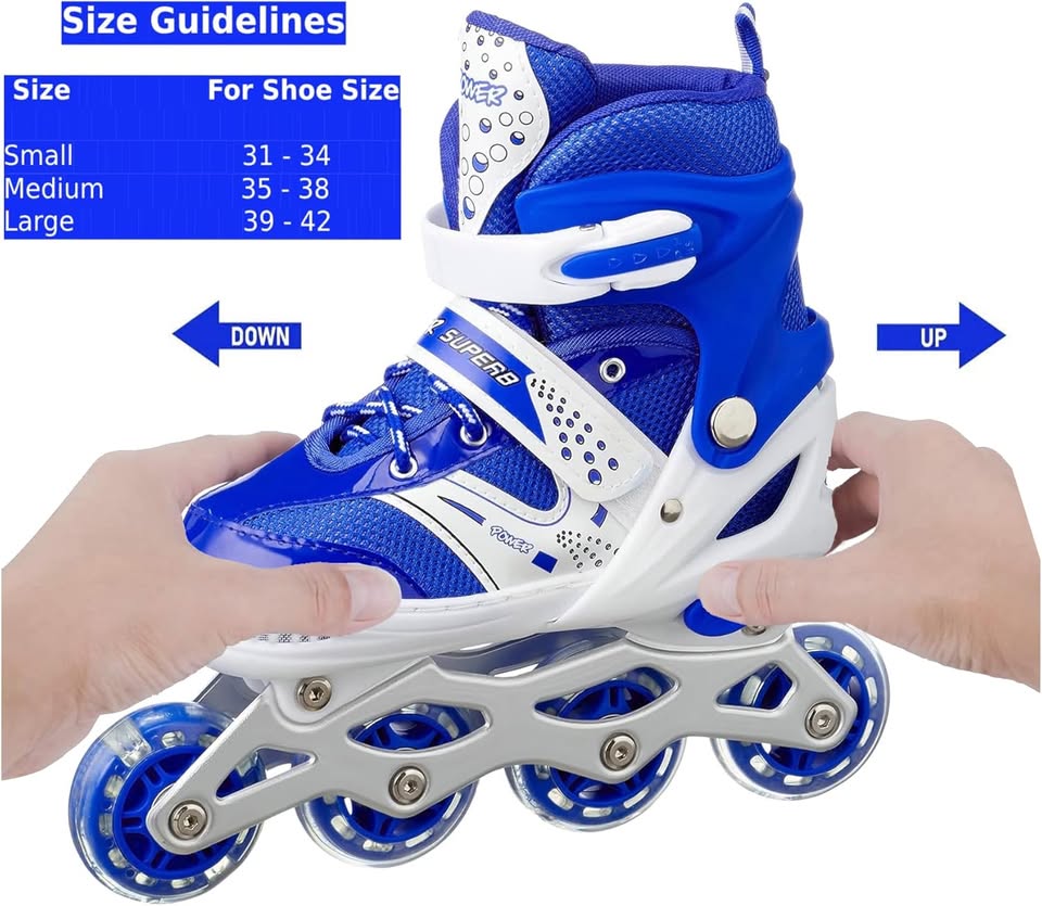 8* Inches Kids Four Wheel Roller Skating Shoes - Blue