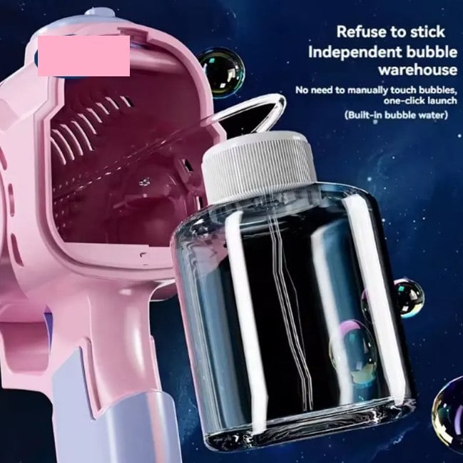12 Holes Rechargeable Space Bubble Gun - Pink