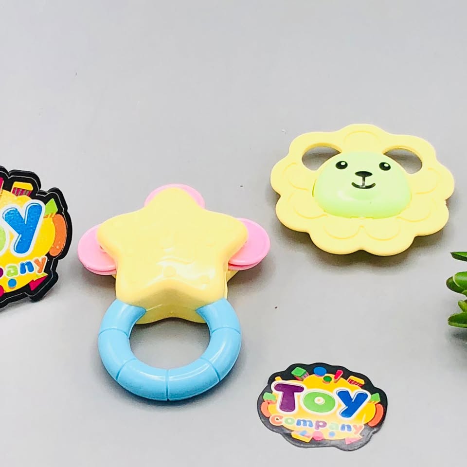 10Pcs Premium Baby Animal Rattles & Teether Set - Pink