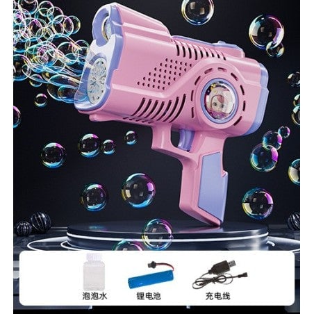 12 Holes Rechargeable Space Bubble Gun - Pink