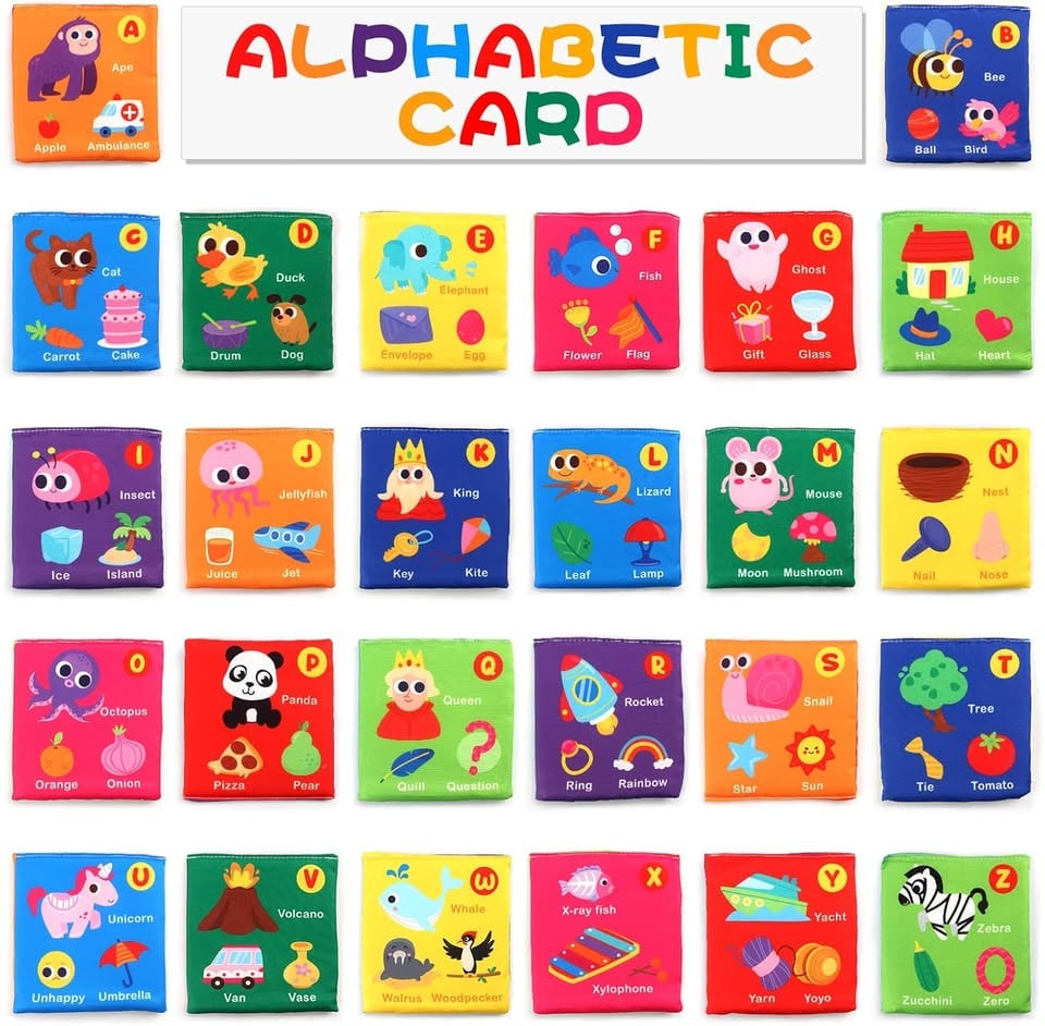 26Pcs Toddlers Soft Alphabet Cards With Storage Bag