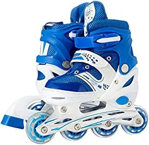 8* Inches Kids Four Wheel Roller Skating Shoes - Blue