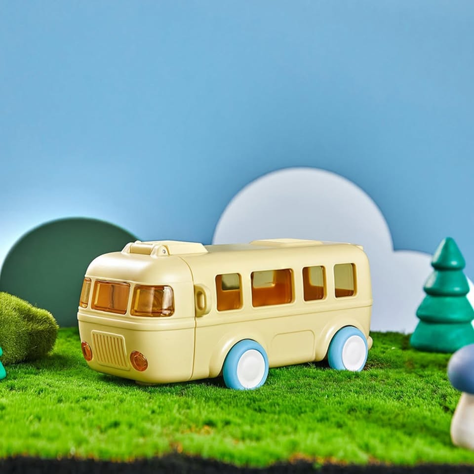 500ml Premium Cute Bus Design Kids Water Bottle - Yellow