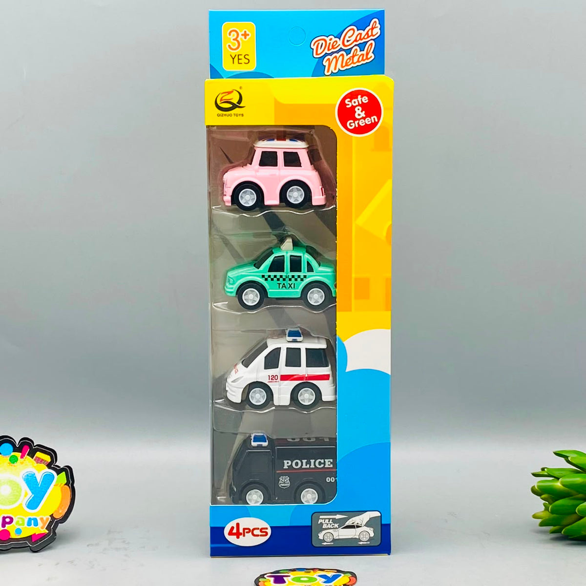 4Pc Diecast Mini Pullback City Vehicles