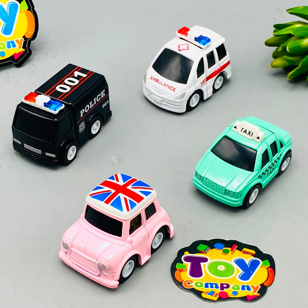 4Pc Diecast Mini Pullback City Vehicles