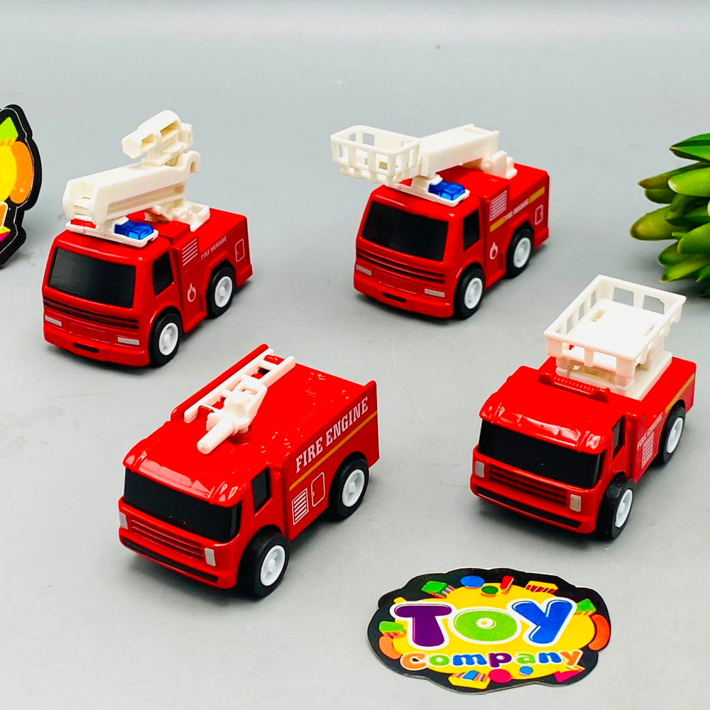 4Pc Diecast Mini Pullback Fire Vehicles