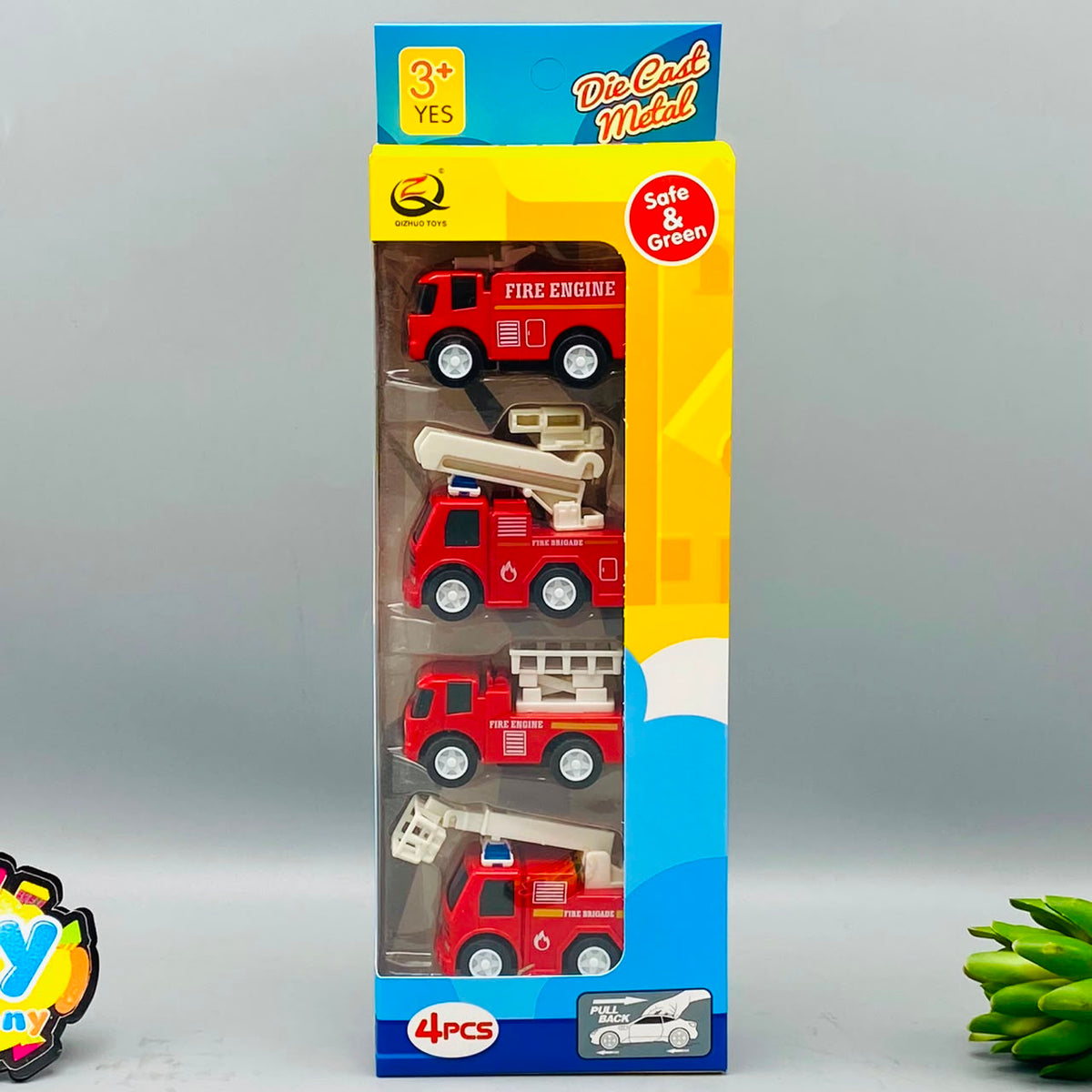 4Pc Diecast Mini Pullback Fire Vehicles