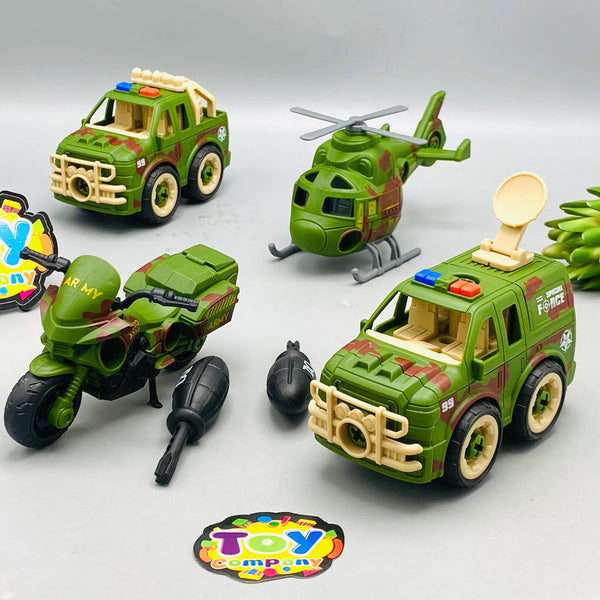 4Pcs DIY Kids Military Screw Vehicles