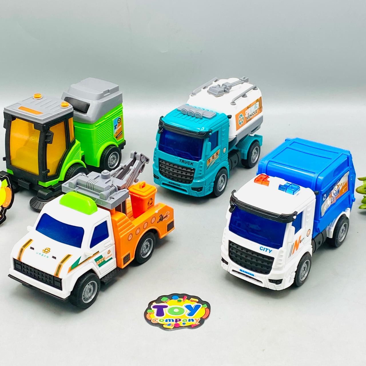 4Pcs Inertial Clean City Themed Vehicles