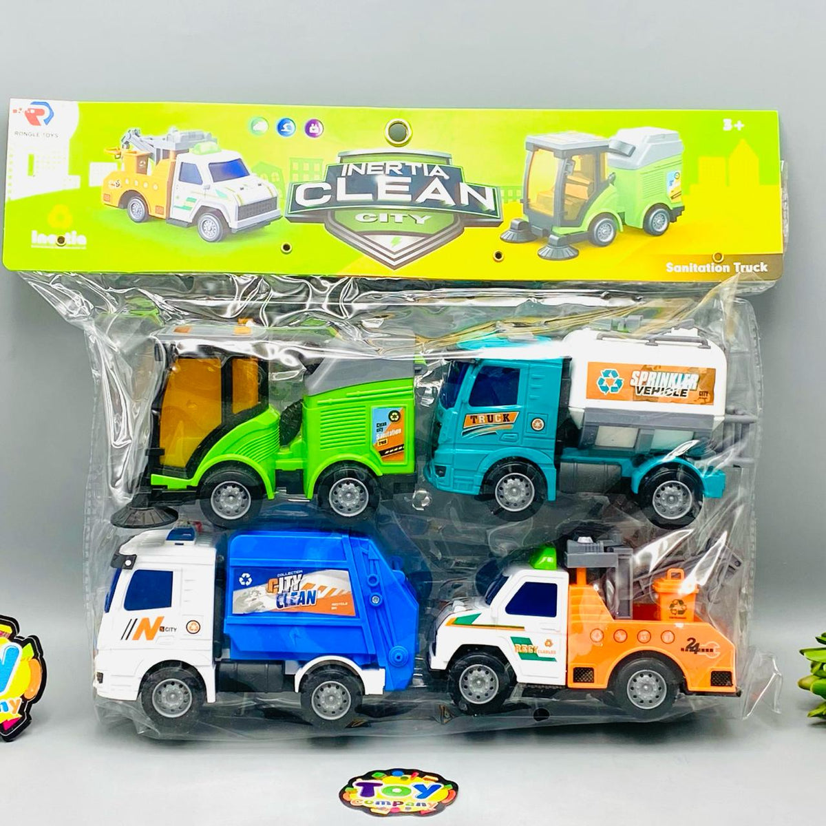4Pcs Inertial Clean City Themed Vehicles