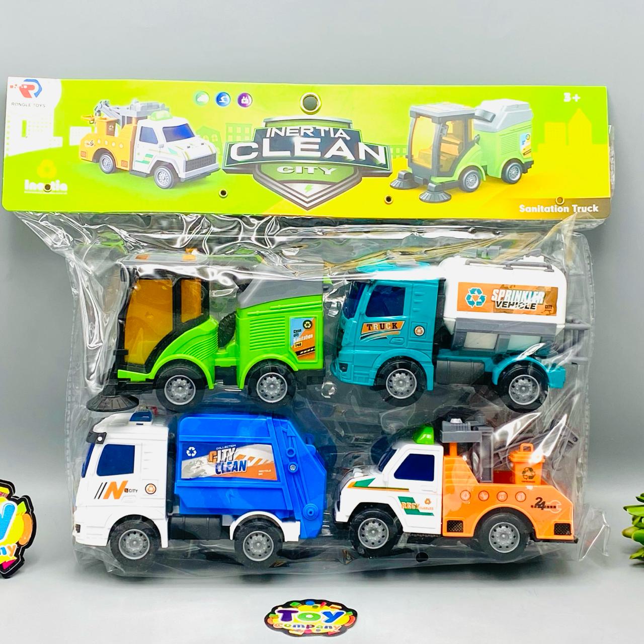 4Pcs Inertial Clean City Themed Vehicles