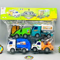 4Pcs Inertial Clean City Themed Vehicles