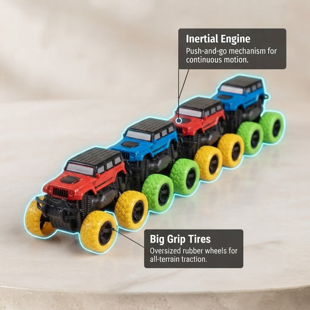 4Pcs Mini 4x4 Inertial Off-Road Cars Set