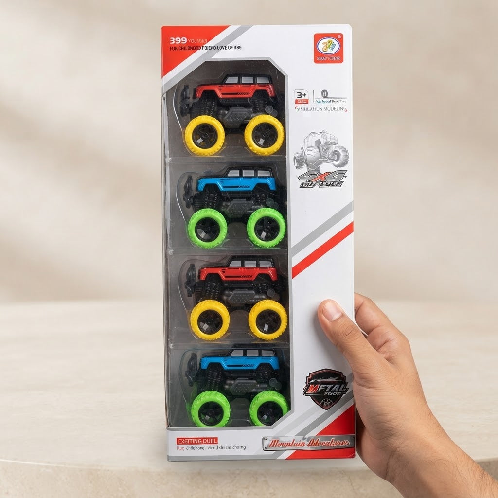 4Pcs Mini 4x4 Inertial Off-Road Cars Set