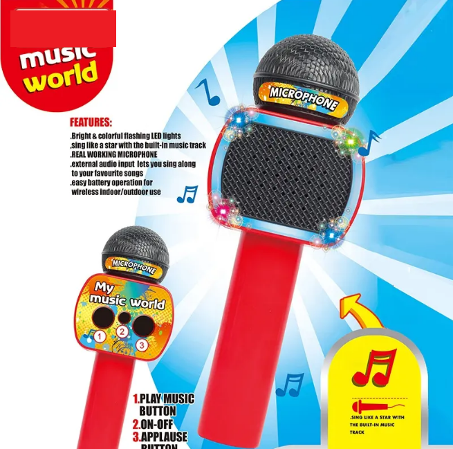 Kids Wireless Karaoke Microphone With Lights - Red