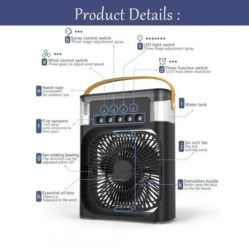 4in1 Air Conditioner Humidifier Fan With Lights