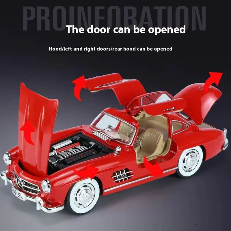 1:24 Diecast Benz 300SL Model With Acrylic Box - Red