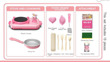 13Pcs Kids Realistic Rabbit Kitchen Cooking Set