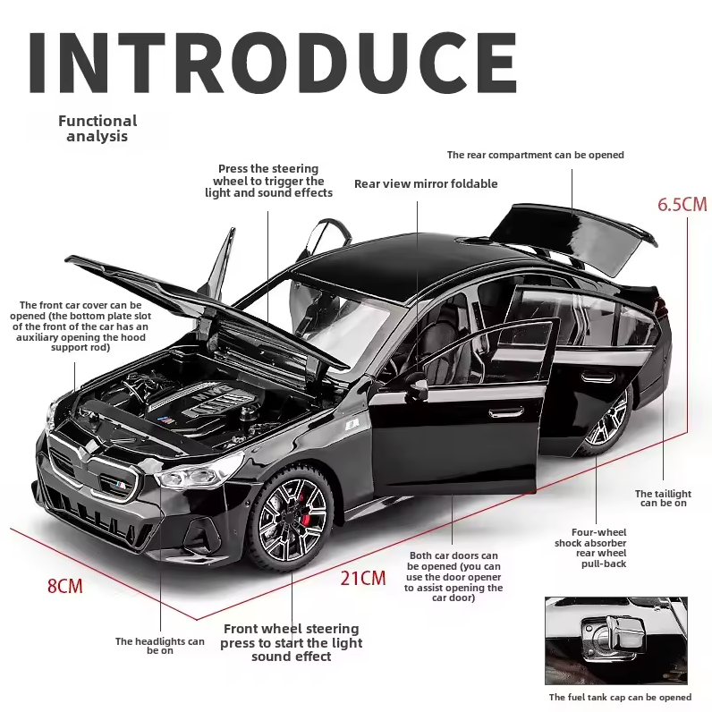 1:24 Diecast BMW THE i5 M60 Model Car