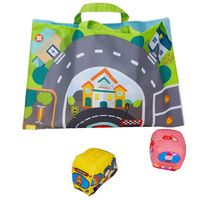 Washable Soft Vehicles Toy Set With Activity Mat