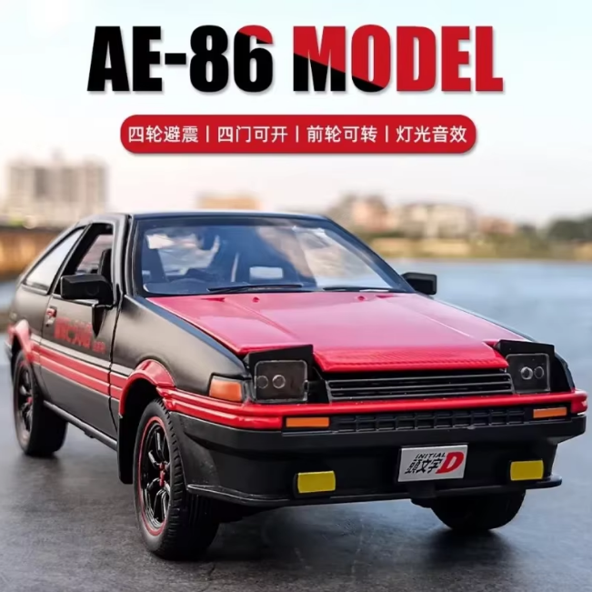 1:24 Diecast Toyota Trueno AE86 Initial D Model Car