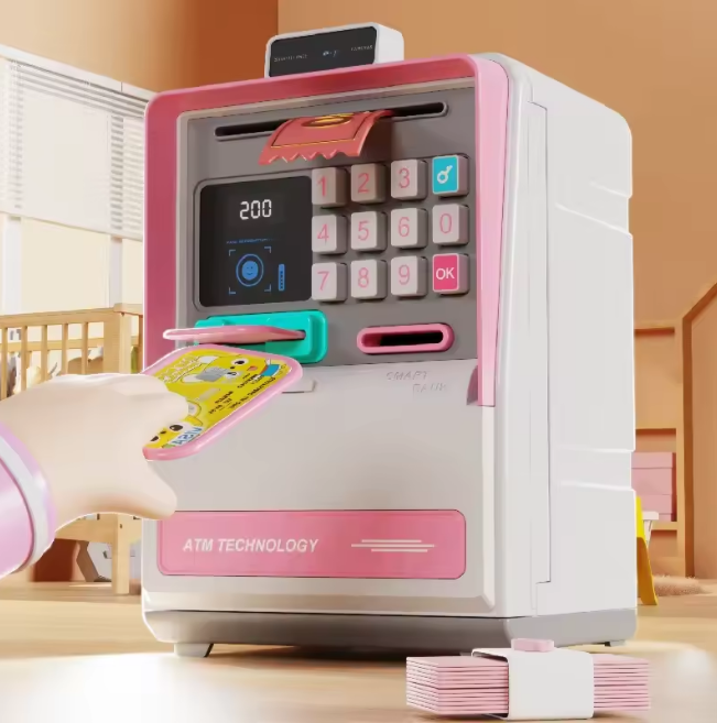 Face Recognition & Password Unlock ATM Machine - Pink