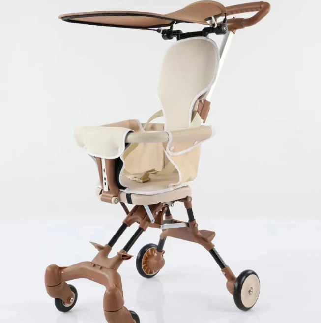 Premium Foldable Buggy Baby Stroller With Sunshade - Brown