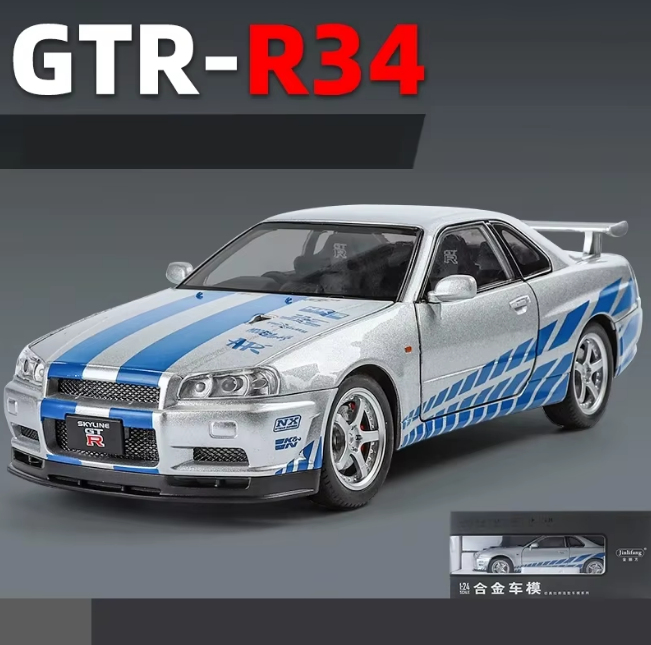 1:24 Diecast Nissan Skyline GT-R R34 Model Car