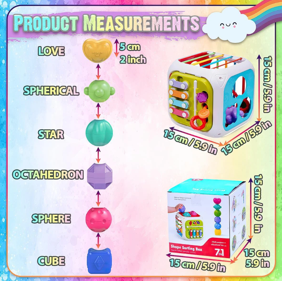 7in1 Montessori Shape Sorting Cube Toy