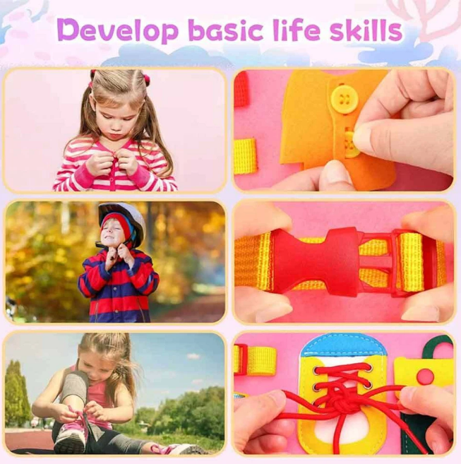 Montessori Multi-functional Activity Busy Book - Pink