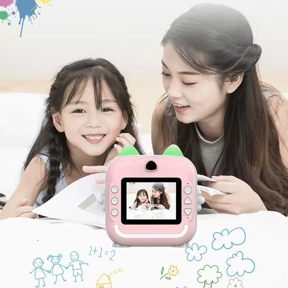 Kids Cute Bunny Shape Instant Print Camera - Pink