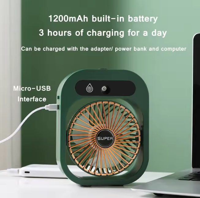 Rechargeable Touch Ice Fog Spray Desktop Fan