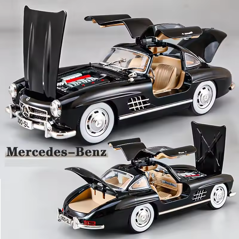 1:24 Diecast Benz 300SL Model With Acrylic Box - Black