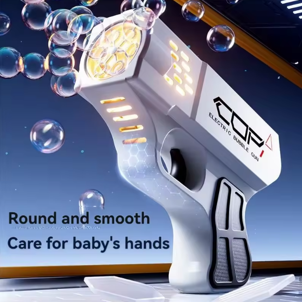 Mini Electric Space Bubble Blower Light-up Gun