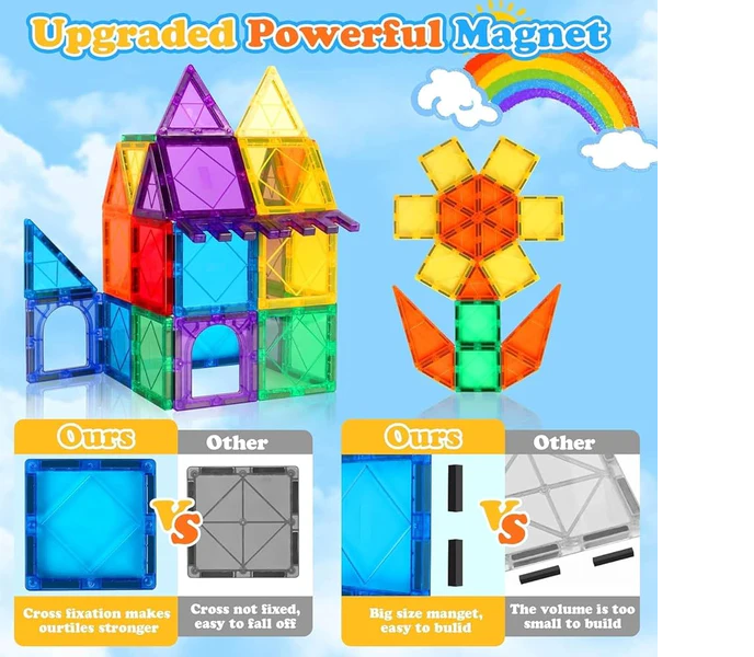 30Pcs Magnetic Tiles Building Blocks 