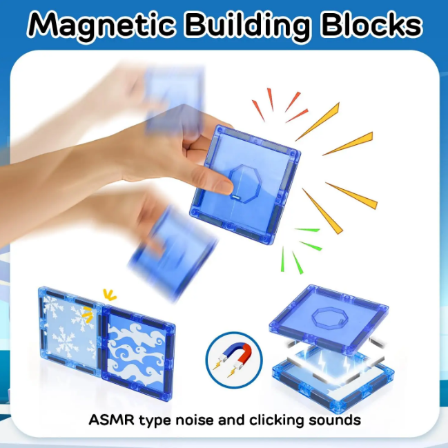 62Pcs DIY Magnetic Marine Animal Tiles Building Blocks