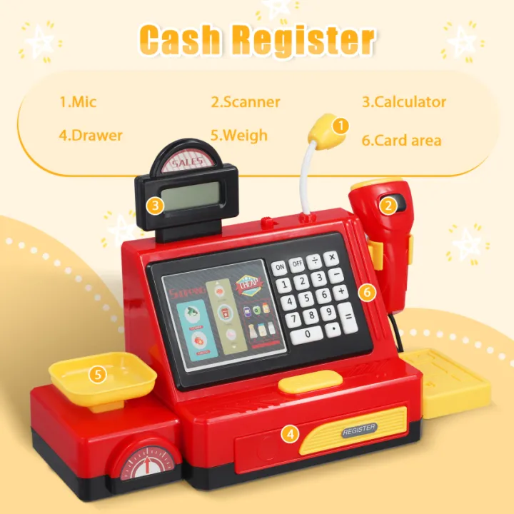 Pretend Play Burger Cash Register With Light & Sound