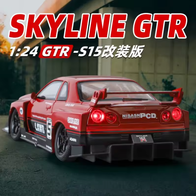 1:24 Diecast Nissan Skyline GTR-R34 S15 Model Car