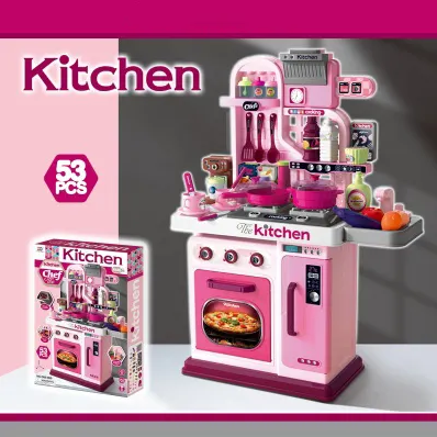 53Pcs Chef Kitchen Play Set With Light & Sound