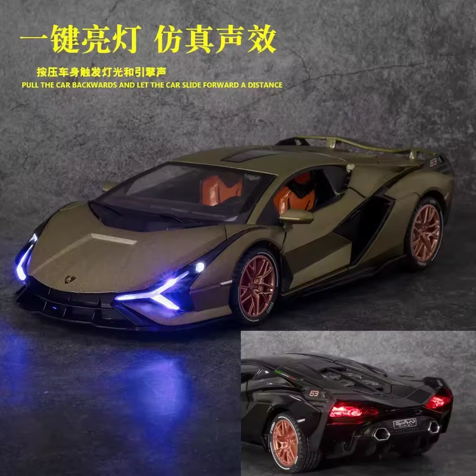1:24 Diecast Lamborghini Sian FKP37 Model Car With Smoke